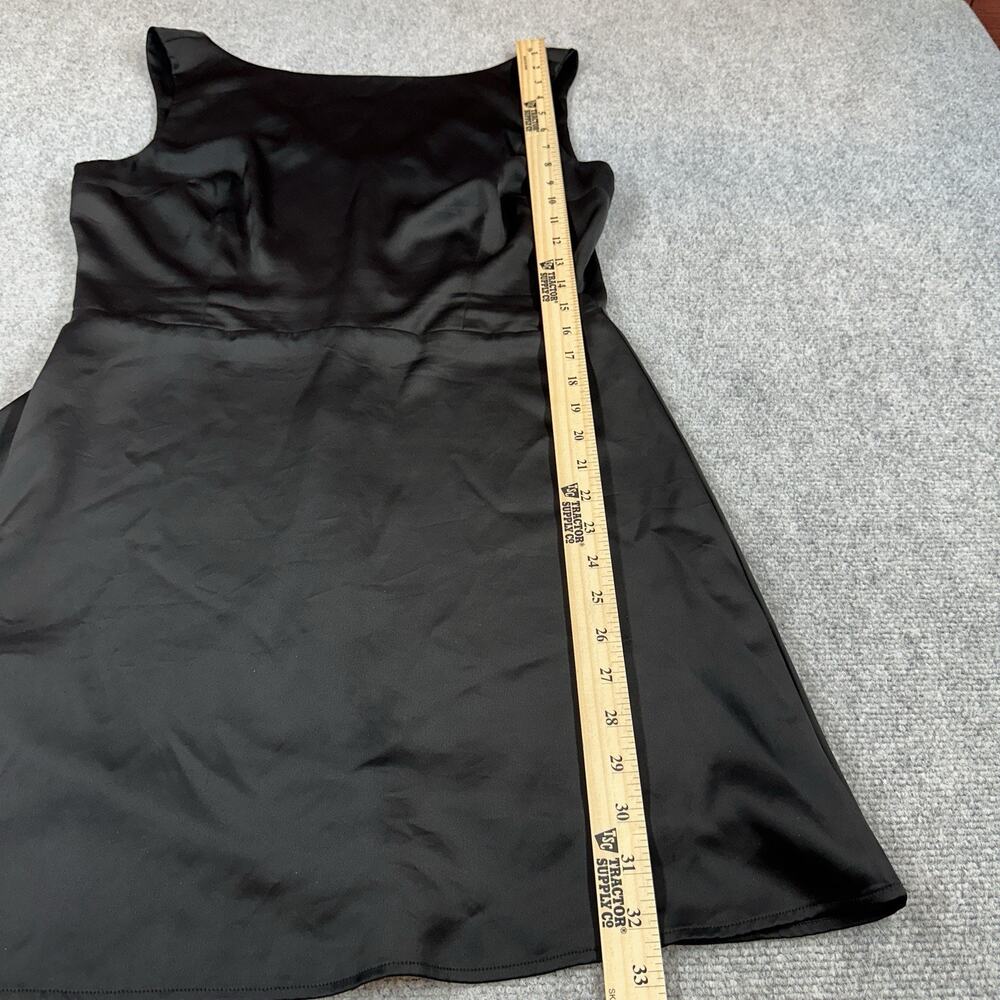 Reformation Zenni Satin Mini Dress Black Sleeveless Boat Neck Open Back Size 10 - Picture 6 of 13